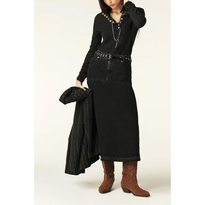 💕 BA&SH volentia denim skirt NEW size 38 black midi, medium wash, dark grey